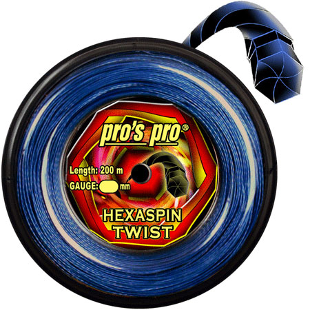 Blau 200m Rolle 1.30mm PROS PRO Hexaspin Twist Tennissaite 